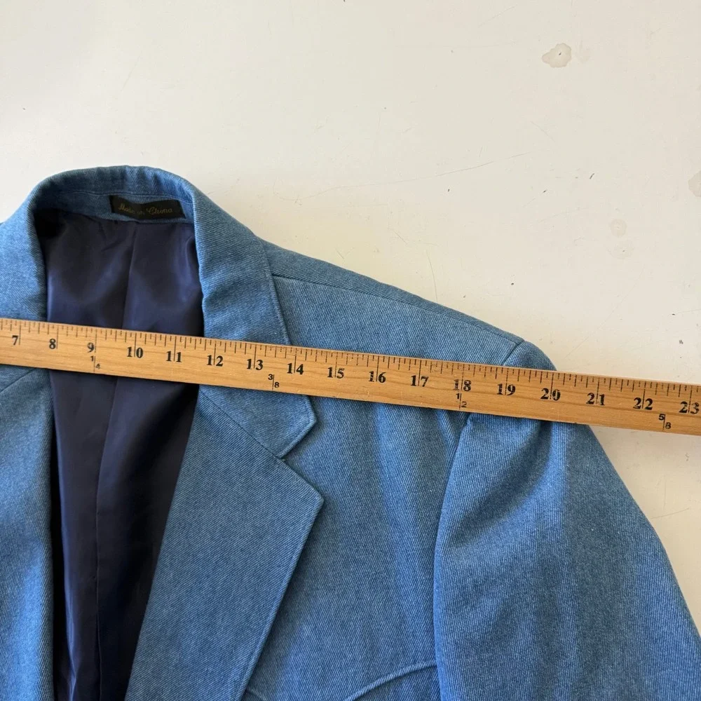 Circle S Dallas Texas Mens Blue Cotton Western Blazer Sport Coat 44R Denim Style